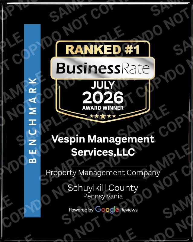 BusinessRate #1 Award — Vespin Management Services — Schuylkill County PA July 2026